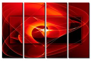 Obraz Kontakt - okamžik (4-dílný) - červená abstrakce s efektem 3D