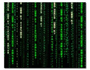 Obraz Zelený kód - abstraktní znaky na černém pozadí ve stylu Matrix