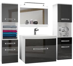 Koupelnový nábytek Belini Premium Full Version šedý lesk / černý lesk + umyvadlo + zrcadlo + LED osvětlení Glamour 107 Výrobce
