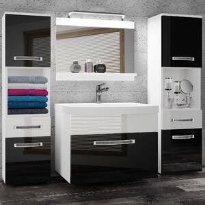 Koupelnový nábytek Belini Premium Full Version černý lesk / bílý lesk + umyvadlo + zrcadlo + LED osvětlení Glamour 105