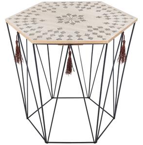 Odkládací stolek v boho stylu s třásněmi, 43 x 40 cm