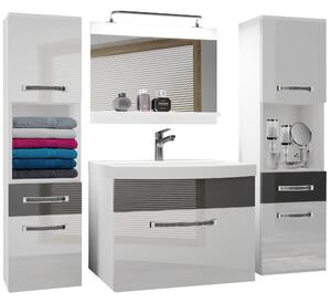 Koupelnový nábytek Belini Premium Full Version bílý lesk / šedý lesk + umyvadlo + zrcadlo + LED osvětlení Glamour 104 Výrobce