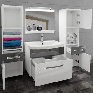 Koupelnový nábytek Belini Premium Full Version bílý lesk / šedý lesk + umyvadlo + zrcadlo + LED osvětlení Glamour 104