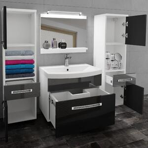 Koupelnový nábytek Belini Premium Full Version černý lesk / šedý lesk + umyvadlo + zrcadlo + LED osvětlení Glamour 106