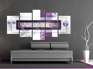 Obraz Vyvážený fialový (5-dílný) - abstrakce s kombinací vzorů a textur