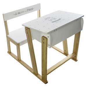 Dřevěný bílý stoleček se židličkou pro děti, 79x58x64 cm