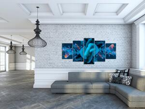 Obraz Abstrakce (5-dílný) - modrá fantazie s efektem 3D kouře
