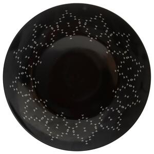 Dezertní talíř v černé barvě s jemným tečkovaným vzorem, 19 cm