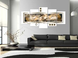 Obraz Abstrakce (5-dílný) - kompozice zlatých vzorů na bílém pozadí
