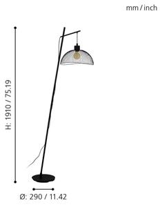 Eglo 43307 - Stojací lampa POMPEYA 1xE27/60W/230V