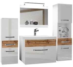 Koupelnový nábytek Belini Premium Full Version bílý lesk / dub wotan + umyvadlo + zrcadlo + LED osvětlení Glamour 93 Výrobce