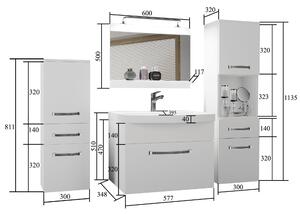 Koupelnový nábytek Belini Premium Full Version šedý lesk / šedý mat + umyvadlo + zrcadlo + LED osvětlení Glamour 91