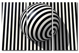 Obraz Půl v žertu, půl vážně (3-dílný) - černobílá abstrakce s koulí
