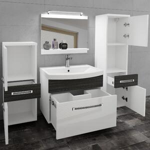 Koupelnový nábytek Belini Premium Full Version bílý lesk / královský eben + umyvadlo + zrcadlo + LED osvětlení Glamour 92