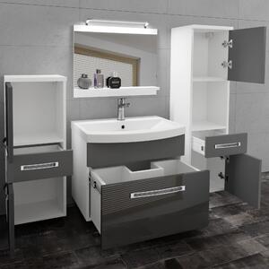 Koupelnový nábytek Belini Premium Full Version šedý lesk / šedý mat + umyvadlo + zrcadlo + LED osvětlení Glamour 91