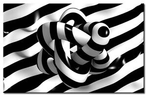 Obraz Zebra - splétání (1-dílný) - černobílá abstrakce s efektem 3D