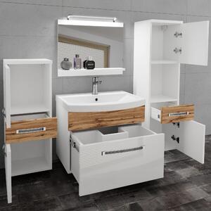 Koupelnový nábytek Belini Premium Full Version bílý lesk / dub wotan + umyvadlo + zrcadlo + LED osvětlení Glamour 93