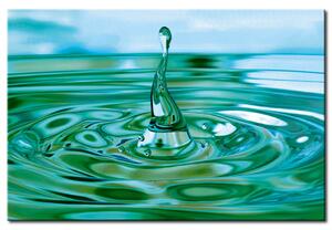 Obraz Padající kapka - tyrkysová (1-dílný) - 3D abstrakce s efektem vody