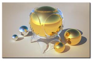 Obraz Vzor (1-dílný) - 3D abstrakce s motivem zlatých a stříbrných koulí