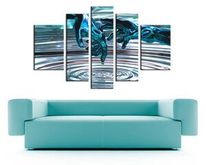 Obraz Čistý dotek (5-dílný) - modrá abstrakce s rukama na pozadí vody