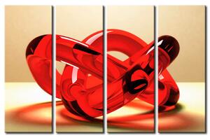 Obraz Skleněná past (4-dílný) - 3D abstrakce s červeným fantazií