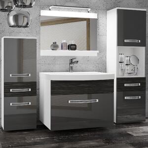 Koupelnový nábytek Belini Premium Full Version šedý lesk / královský eben + umyvadlo + zrcadlo + LED osvětlení Glamour 90