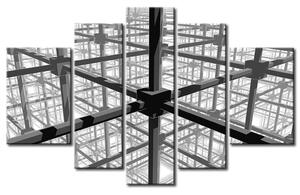 Obraz Krychle - architektura (5-dílný) - 3D abstrakce v odstínech šedi