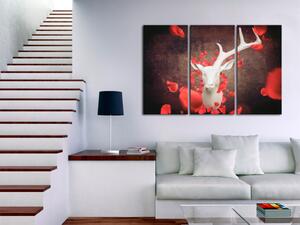 Obraz Abstrakce (3-dílný) - bílé zvíře v plátcích červených růží