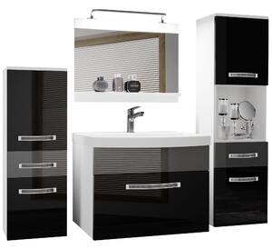Koupelnový nábytek Belini Premium Full Version černý lesk / šedý lesk + umyvadlo + zrcadlo + LED osvětlení Glamour 87