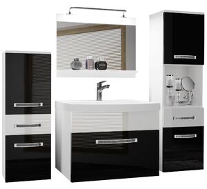 Koupelnový nábytek Belini Premium Full Version černý lesk / bílý lesk + umyvadlo + zrcadlo + LED osvětlení Glamour 86
