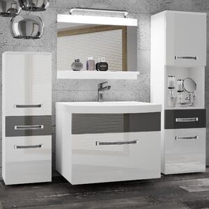 Koupelnový nábytek Belini Premium Full Version bílý lesk / šedý lesk + umyvadlo + zrcadlo + LED osvětlení Glamour 85