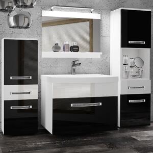 Koupelnový nábytek Belini Premium Full Version černý lesk / bílý lesk + umyvadlo + zrcadlo + LED osvětlení Glamour 86