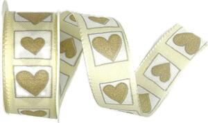 Stuha valentýnská ALL LOVE CREAM krémová 25mm x 2m (13,-Kč/m)