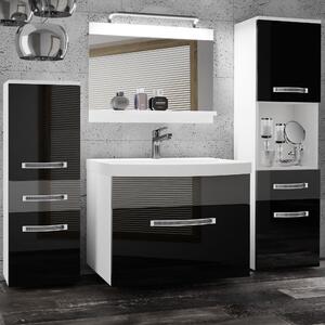 Koupelnový nábytek Belini Premium Full Version černý lesk / šedý lesk + umyvadlo + zrcadlo + LED osvětlení Glamour 87