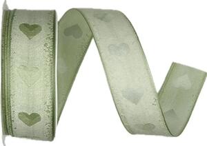 Stuha svatební GREEN PASSION pastelově zelená 25mm x 2m (12,50Kč/m)
