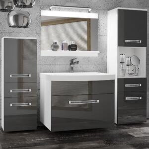 Koupelnový nábytek Belini Premium Full Version šedý lesk + umyvadlo + zrcadlo + LED osvětlení Glamour 83