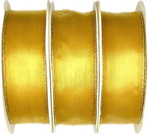 3x Stuha taftová BASIC YELLOW GOLD zlato žlutá 3x (25mm x 3m)
