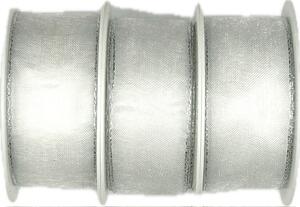 3x Stuha taftová BASIC WHITE SILVER bílá 3x (25mm x 3m)