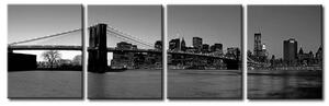 Obraz New York a šedost dne (4-dílný) - most na pozadí architektury