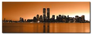 Obraz Dobré ráno New Yorku! (1-dílný) - mrakodrapy na oranžovém pozadí