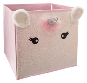 Úložný box na hračky Jednorožec, růžový, 30 x 30 cm