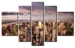 Obraz New York a Manhattan (5-dílný) - architektura města s mrakodrapy