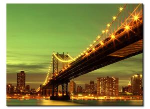 Obraz New York USA (1-dílný) - osvětlený most na pozadí architektury