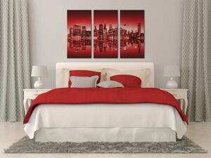 Obraz New York (3-dílný) - architektura města v odstínech červené