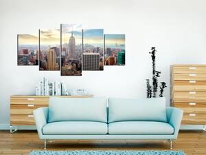 Obraz Ráno v New Yorku (5-dílný) - architektura města ve slunci
