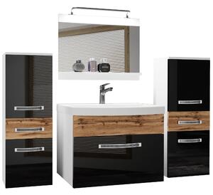 Koupelnový nábytek Belini Premium Full Version černý lesk / dub wotan + umyvadlo + zrcadlo + LED osvětlení Glamour 76 Výrobce