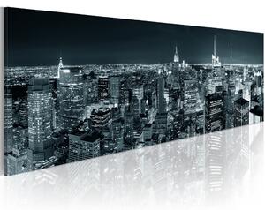 Obraz New York (1-dílný) - panorama města v odstínech modrého