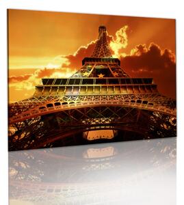 Obraz Eiffelova věž (1-dílný) - architektura Paříže při západu slunce