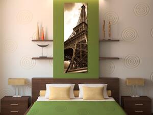 Obraz Paříž (1-dílný) - fragment architektury s Eiffelovou věží v sepii