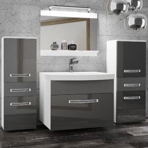 Koupelnový nábytek Belini Premium Full Version šedý lesk / šedý mat + umyvadlo + zrcadlo + LED osvětlení Glamour 72